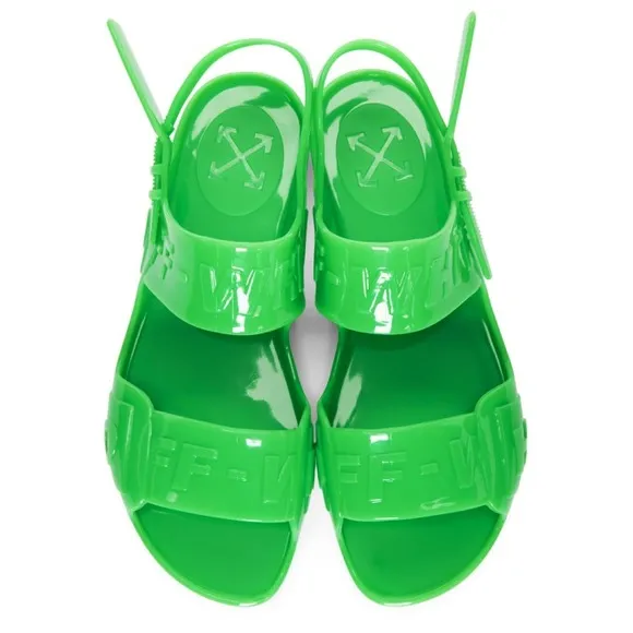 Off-White Zip Tie Jelly Sandals In Green