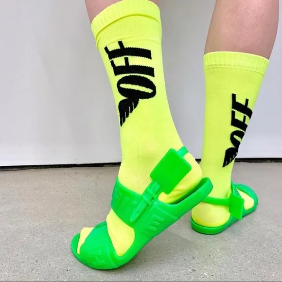 Off-White Zip Tie Jelly Sandals In Green