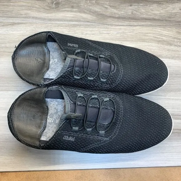 OluKai Alapa Li Mens Slip On Shoes Sz 11.5 Mesh Comfort Beach Sneakers Black