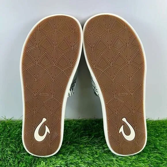 OluKai Maha Olu Men Size 11 Green Hunter Aloha Slides Sandals NEW