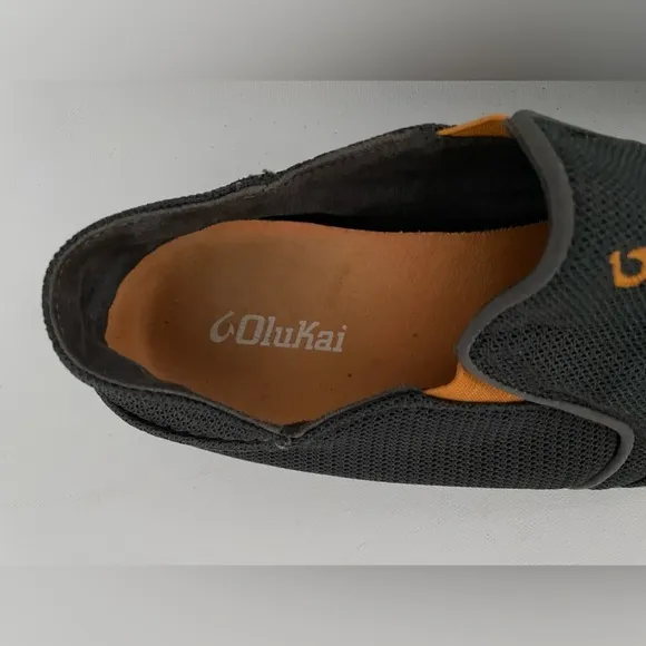 OluKai Men’s Nohea Mesh Shoes Dark Shadow/Dark Shadowgrey Orange 8.5