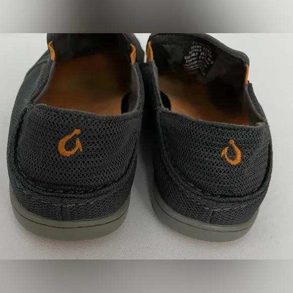 OluKai Men’s Nohea Mesh Shoes Dark Shadow/Dark Shadowgrey Orange 8.5