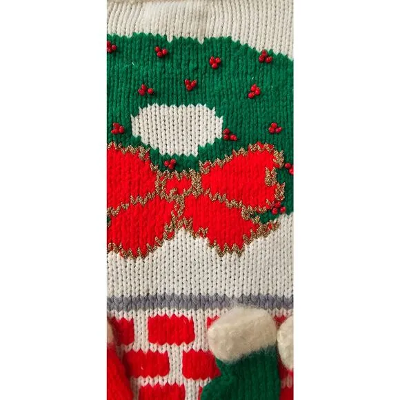 One of a Kind Handmade Christmas Tree Sweater Front Back Hearth Stockings MED