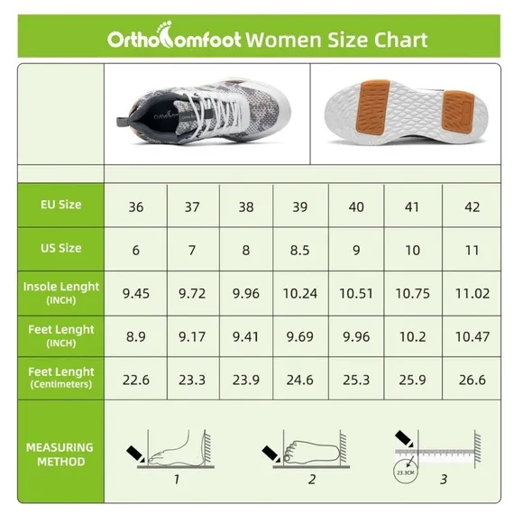 OrthoComfoot Women’s Walking Shoes with Arch Support Size 42 US 11