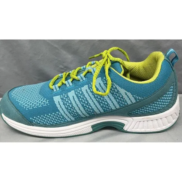 Orthofeet Biofit Shoes Women 11 2E Extra Wide 986 Blue Yellow Walking Sneakers