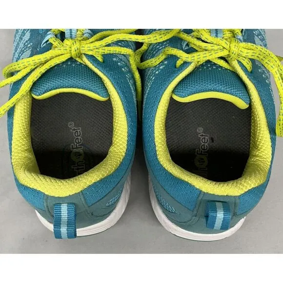 Orthofeet Biofit Shoes Women 11 2E Extra Wide 986 Blue Yellow Walking Sneakers