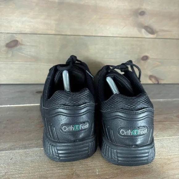 orthofeet whitney womens size 10 Wide 4E shoes black leather walking sneakers