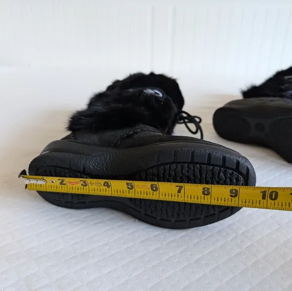 Overland women’s size 5 Black Sherpa Fox Fur Wool Leather Winter Snow Boots