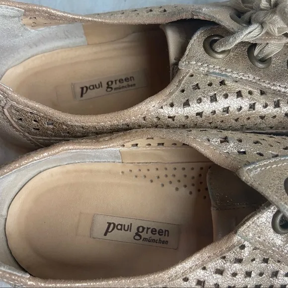 Paul green munchen gold lace up sneakers sz 6 US 8