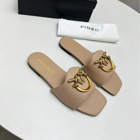 Pinko Nude Pink Flying Bird Sandals