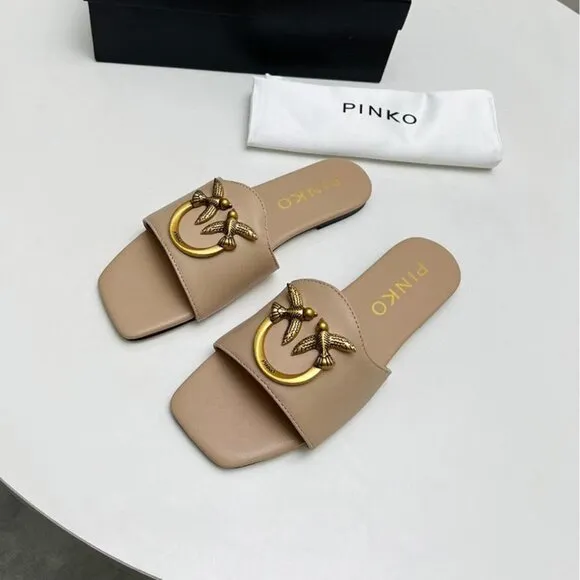 Pinko Nude Pink Flying Bird Sandals