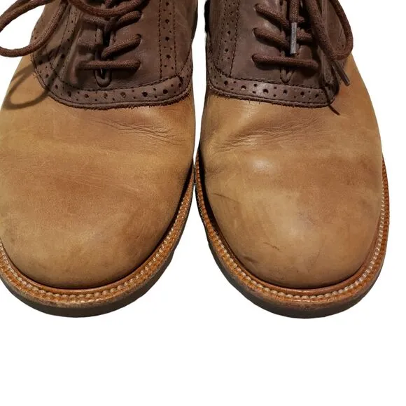 Polo Ralph Lauren Leather Wingtip Oxford Dress Shoes, Two Tone Brown, Size 9.5