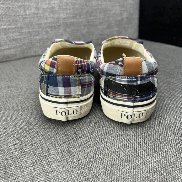 Polo Ralph Lauren Sneakers Keaton Slip On Casual Tiger Plaid Shoes Mens Size 8.5