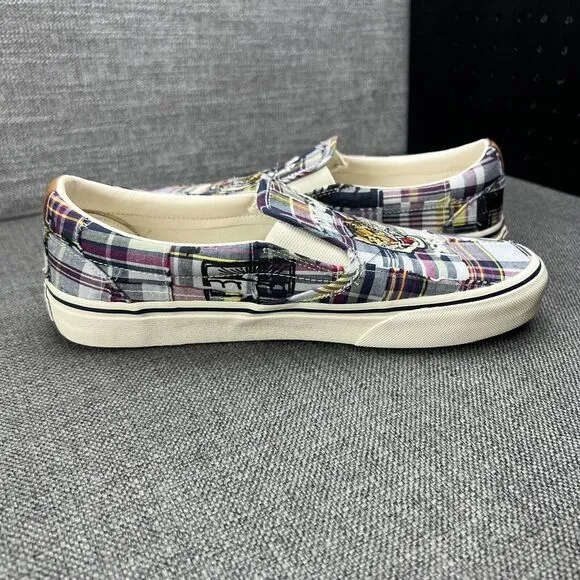 Polo Ralph Lauren Sneakers Keaton Slip On Casual Tiger Plaid Shoes Mens Size 8.5