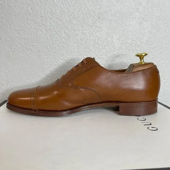 Polo Ralph Lauren X Crockett &amp; Jones Brown Cap Toe Oxford Dress Shoes Men's 10 D