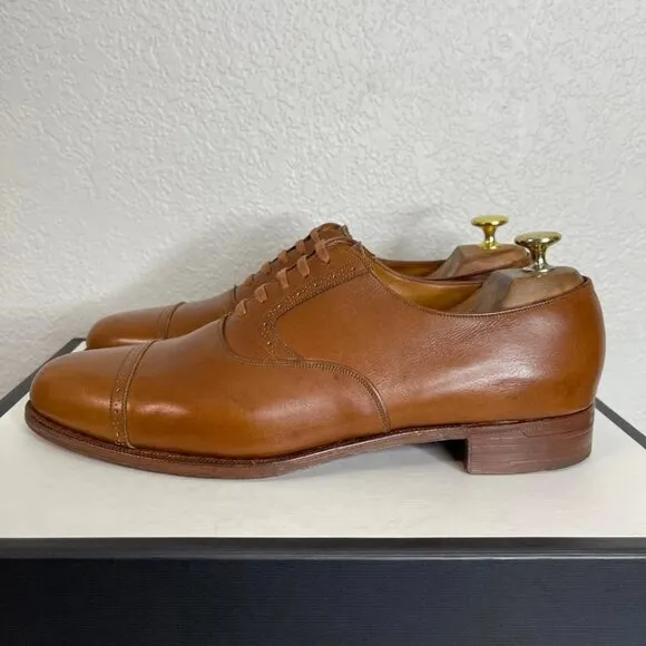Polo Ralph Lauren X Crockett &amp; Jones Brown Cap Toe Oxford Dress Shoes Men's 10 D