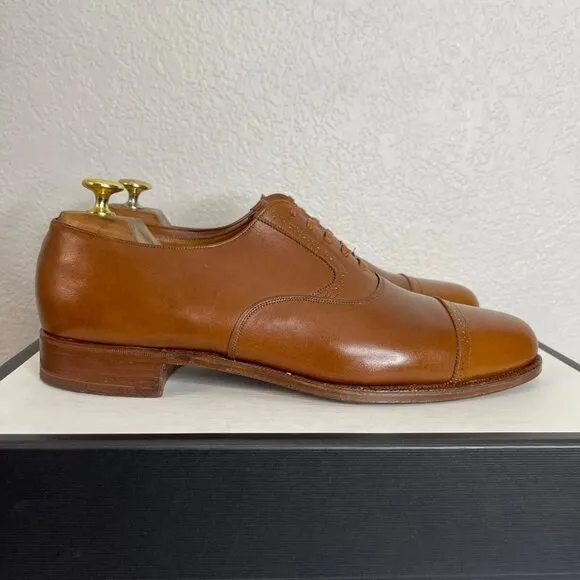 Polo Ralph Lauren X Crockett &amp; Jones Brown Cap Toe Oxford Dress Shoes Men's 10 D