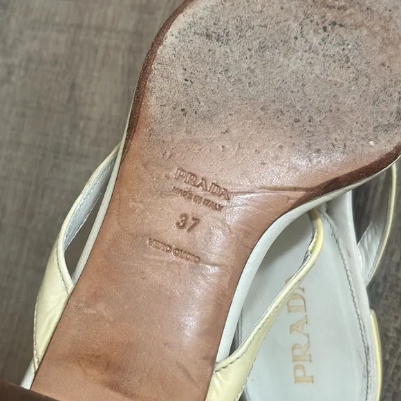 Prada White and Gold Sandals