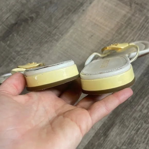 Prada White and Gold Sandals