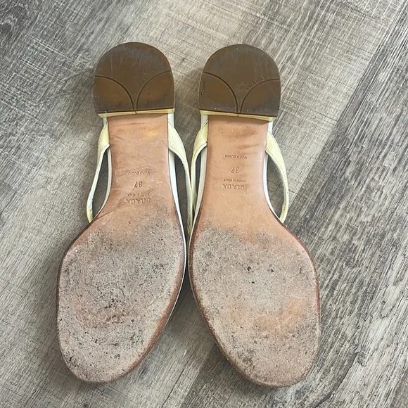 Prada White and Gold Sandals