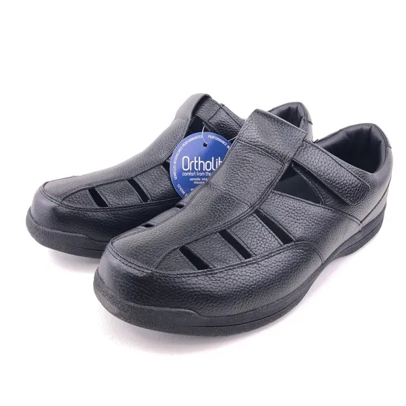 Propet Bayport Black Leather Summer Fisherman Sandals 15 (3E) X Wide