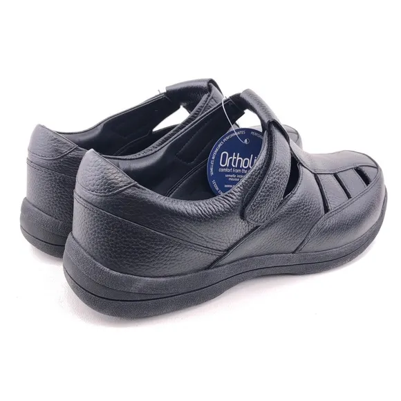 Propet Bayport Black Leather Summer Fisherman Sandals 15 (3E) X Wide