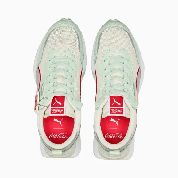 Puma Coca-Cola X Rider FV Low Mens Casual Shoes White Green 387217-01 NEW Multi