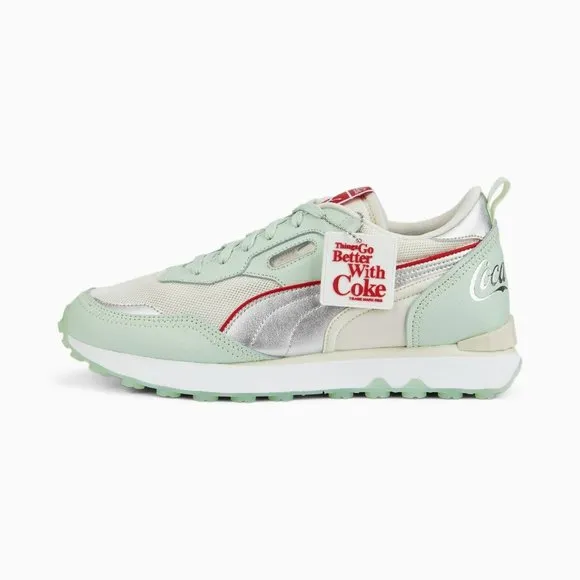 Puma Coca-Cola X Rider FV Low Mens Casual Shoes White Green 387217-01 NEW Multi