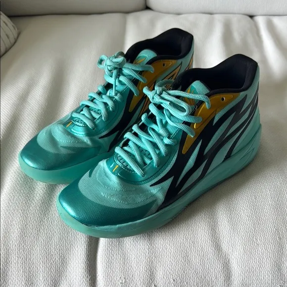 Puma Teal and Gold Athletic Shoes