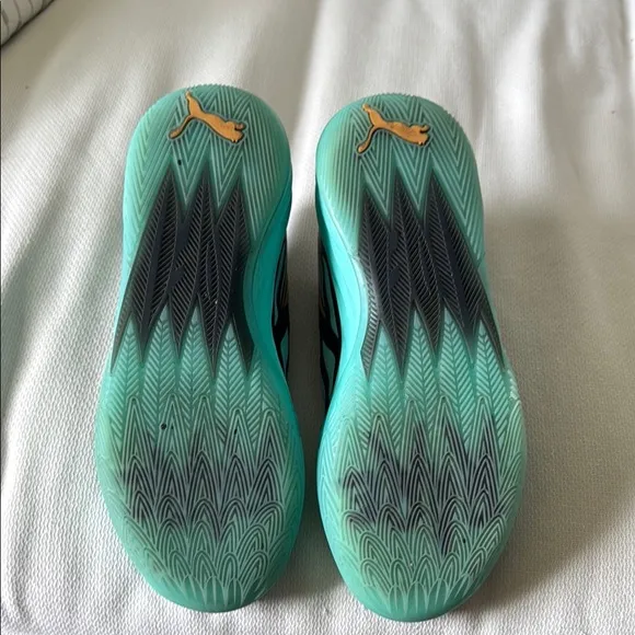 Puma Teal and Gold Athletic Shoes
