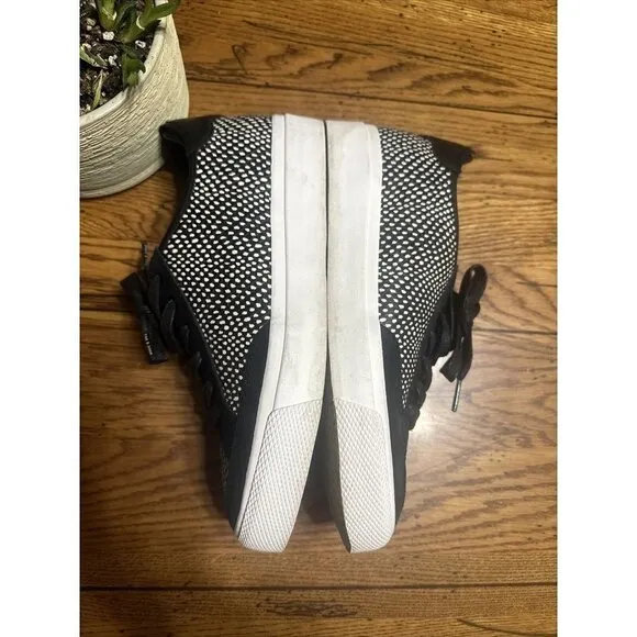 𝅺rag &amp; Bone Black/White Army Low-Top Print Leather Sneakers sz 9.5