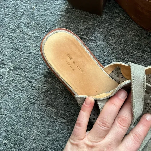Rag &amp; Bone Cream Tan Suede Sandals, size 36.5