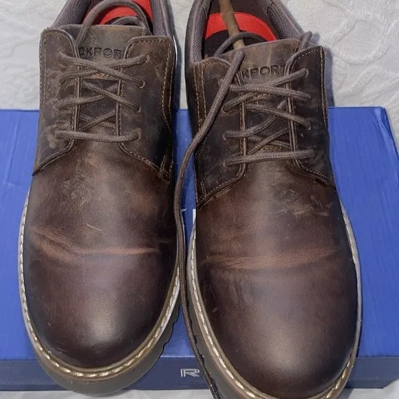 Rockport Brown Trutech Leather Lace Up Oxford Casual Shoes Mens Size 7.5 M