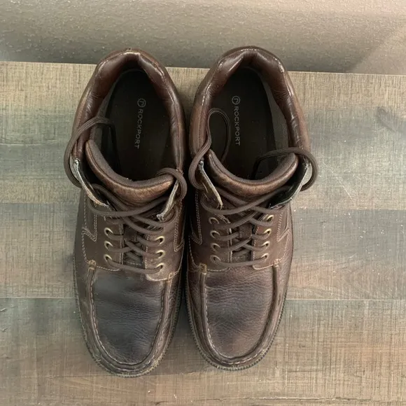 Rockport Leather Hiking Ankle Boots Moc Toe Casual Walking Shoes Brown Size 11