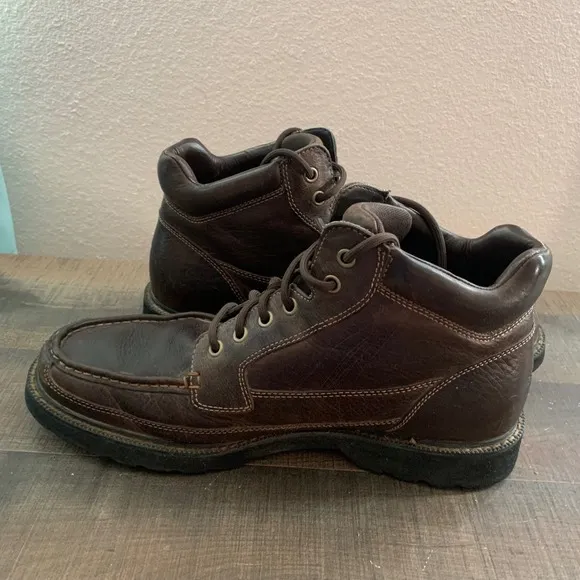 Rockport Leather Hiking Ankle Boots Moc Toe Casual Walking Shoes Brown Size 11