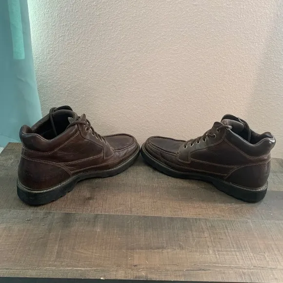 Rockport Leather Hiking Ankle Boots Moc Toe Casual Walking Shoes Brown Size 11
