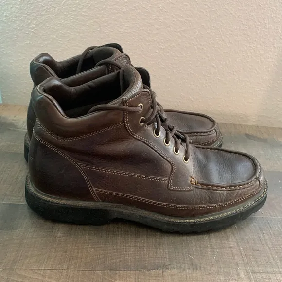 Rockport Leather Hiking Ankle Boots Moc Toe Casual Walking Shoes Brown Size 11