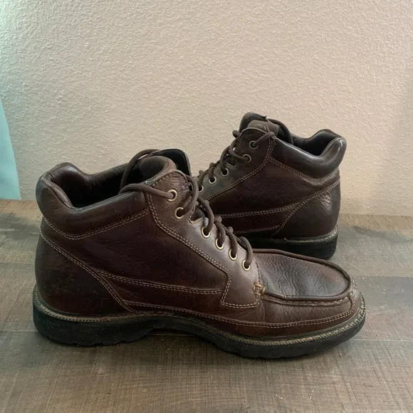 Rockport Leather Hiking Ankle Boots Moc Toe Casual Walking Shoes Brown Size 11