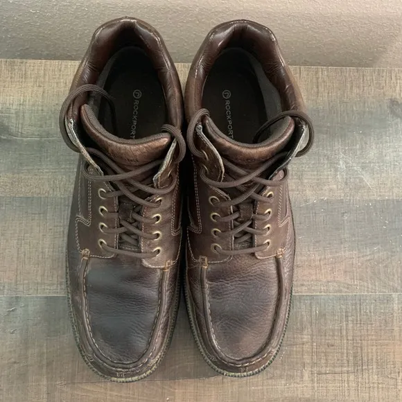 Rockport Leather Hiking Ankle Boots Moc Toe Casual Walking Shoes Brown Size 11