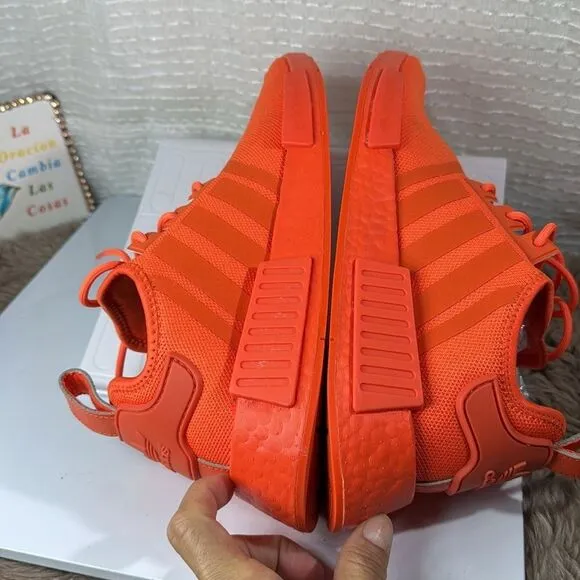 (S7) Adidas NMD_R1 Men's Running Shoes, Size 10, Color: Bright Orange/Neon