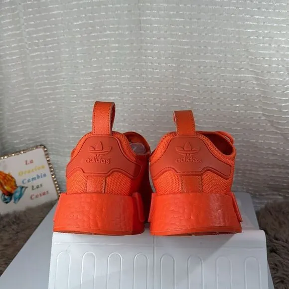(S7) Adidas NMD_R1 Men's Running Shoes, Size 10, Color: Bright Orange/Neon