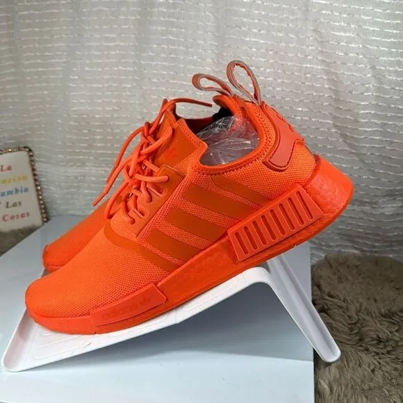 (S7) Adidas NMD_R1 Men's Running Shoes, Size 10, Color: Bright Orange/Neon