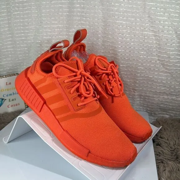 (S7) Adidas NMD_R1 Men's Running Shoes, Size 10, Color: Bright Orange/Neon