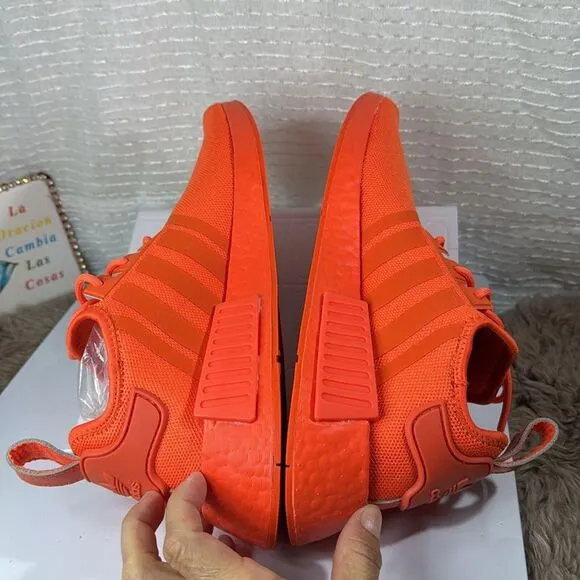 (S7) Adidas NMD_R1 Men's Running Shoes, Size 10, Color: Bright Orange/Neon