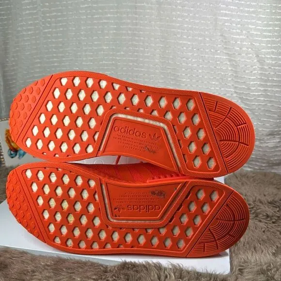 (S7) Adidas NMD_R1 Men's Running Shoes, Size 10, Color: Bright Orange/Neon