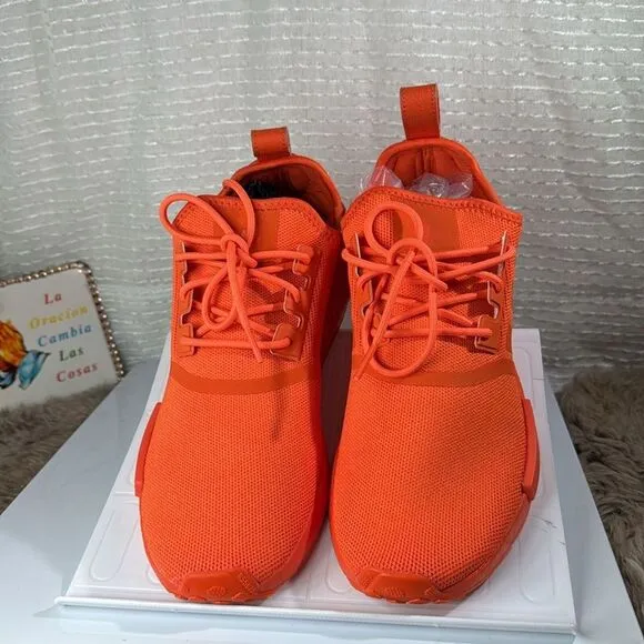 (S7) Adidas NMD_R1 Men's Running Shoes, Size 10, Color: Bright Orange/Neon