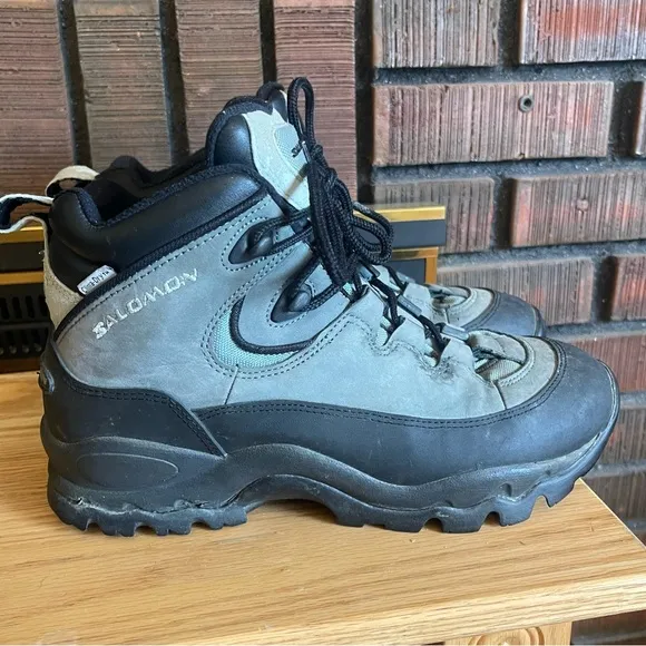 Salomon‎ Clima-Dry Blue Gray Leather Hiking Trail Boots Vintage Women's 9