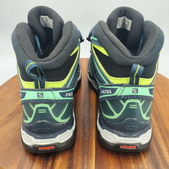 Salomon X Ultra 2 Mid GTX Boots Women's 7 Blue Leather Outdoor Hiking Lace Up