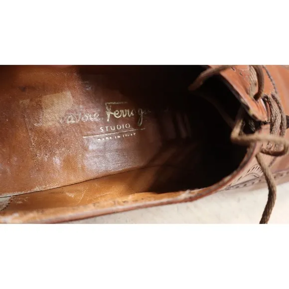 Salvatore Ferragamo Studio Derby Brogue Oxford Dress Shoes Men's Size 8.5 D
