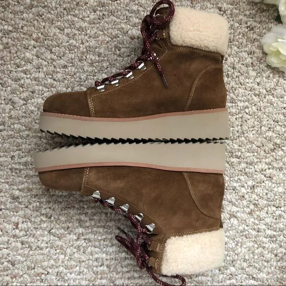 Sam Edelman Franc Lace Up Hiker Boots Size 7.5 Platform Shearling NEW Gorpcore